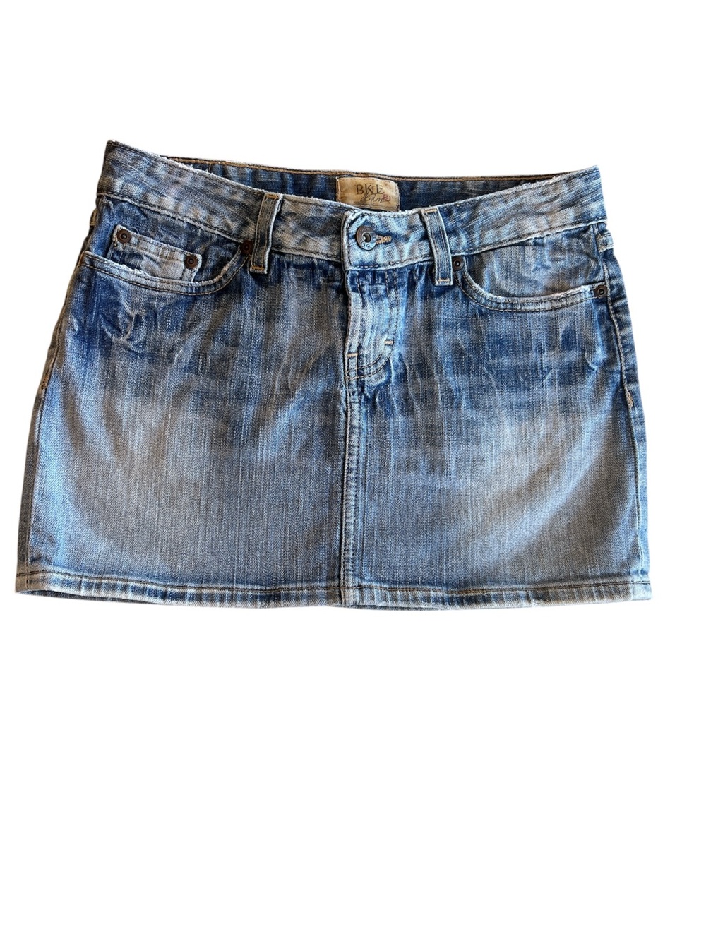 BKE Light Blue Washed Denim Mini Skirt